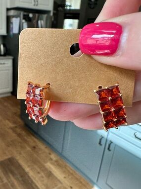 Gold and Red Crystal Earrings